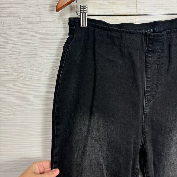 RISEN Elastic Banded Frayed Skinny Black Jeans 1X - Picture 5 of 10